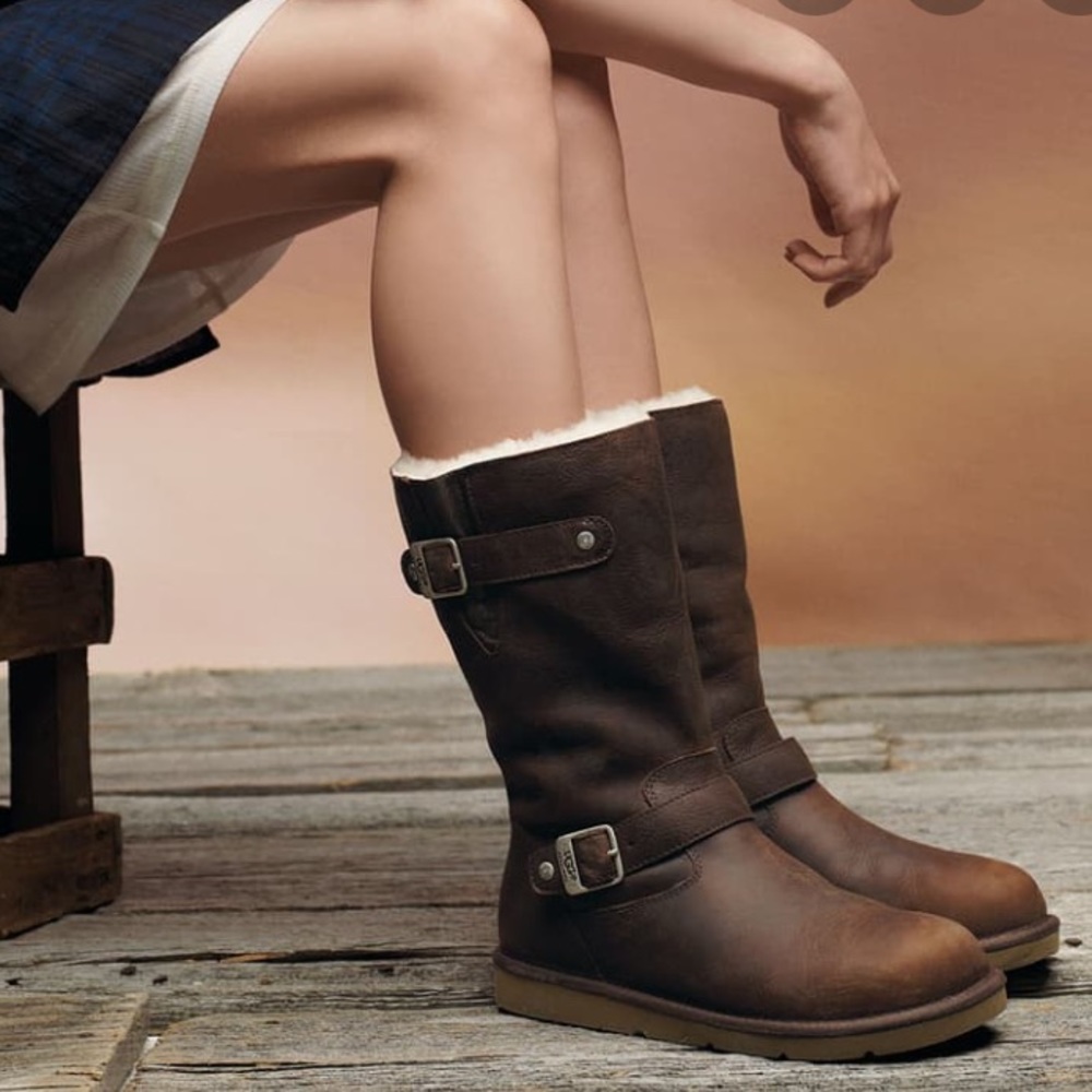 HP!! UGG Kensington Moto Shearling Leather Boots